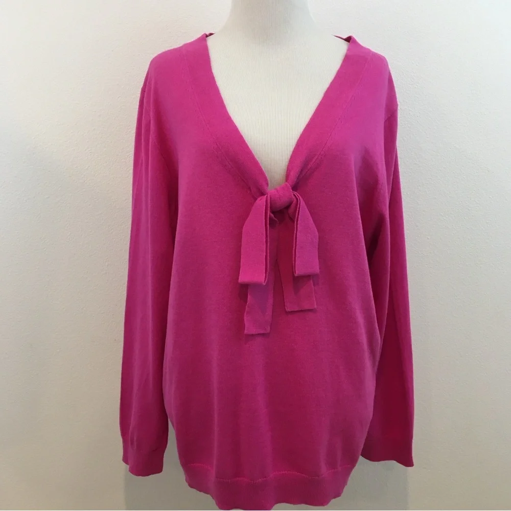 J. Crew | Hot Pink Long Sleeve Pop Over Sweater